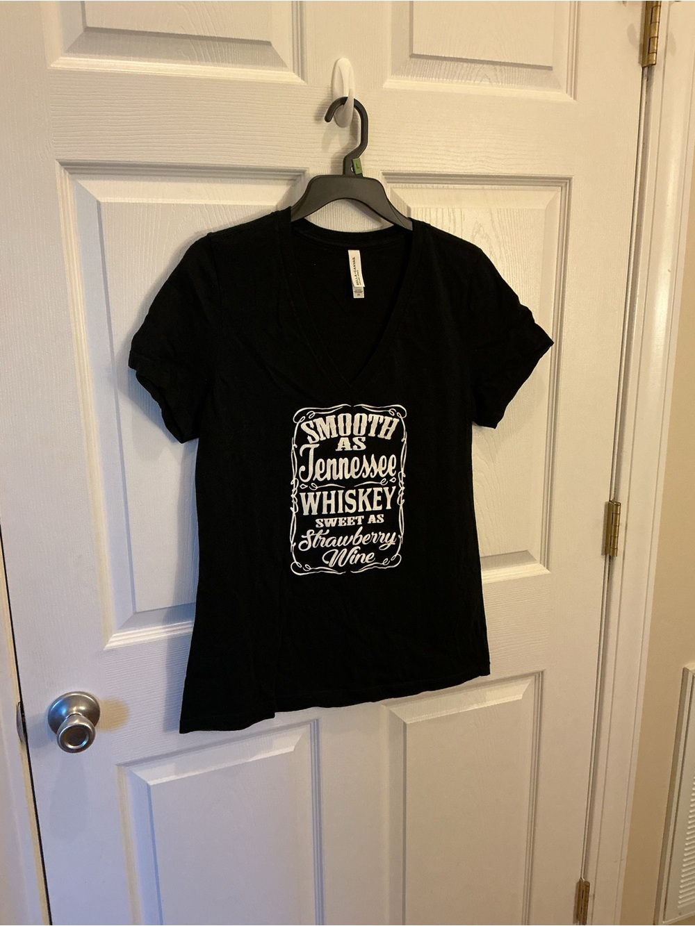 Bella Canvas Black V-Neck Tee with White Tennessee Whiskey Graphic